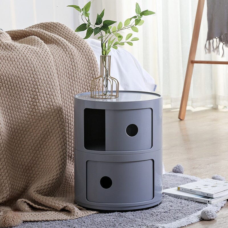 Gray 2-Tier Round ABS Plastic Storage Cabinet Living and Home 