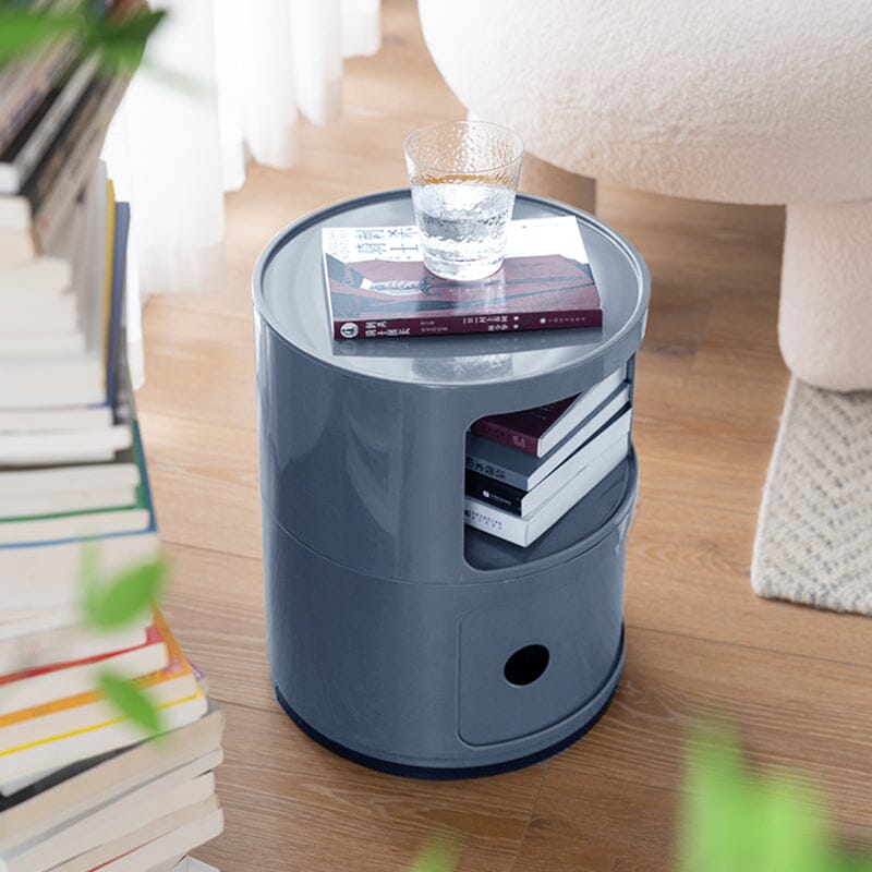 Gray 2-Tier Round ABS Plastic Storage Cabinet Living and Home 