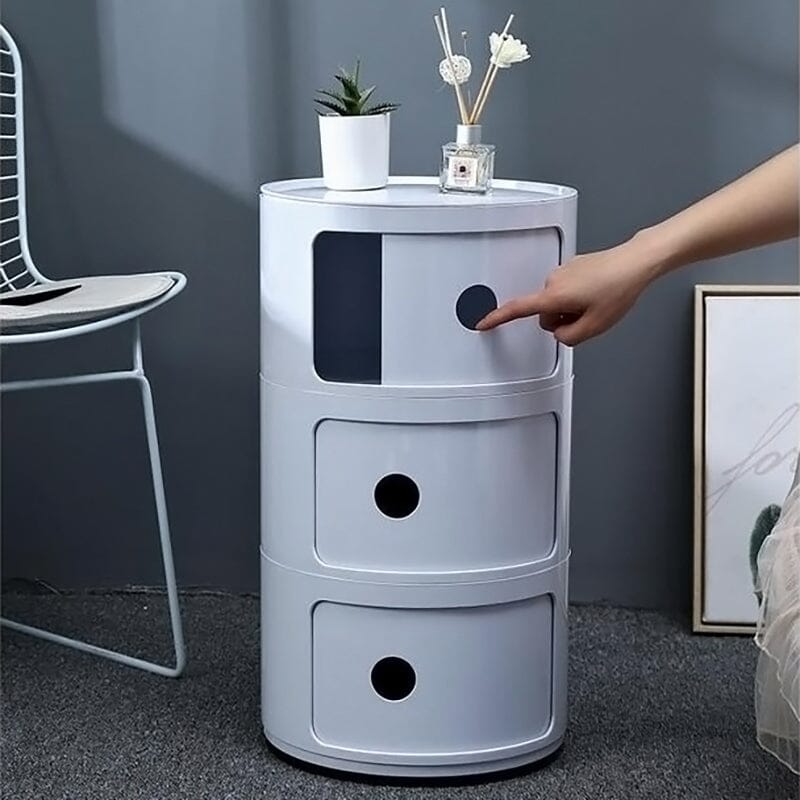58cm Height Cylindrical 3-Tier Plastic Storage 3 Drawer Unit Storage Drawers Living and Home 