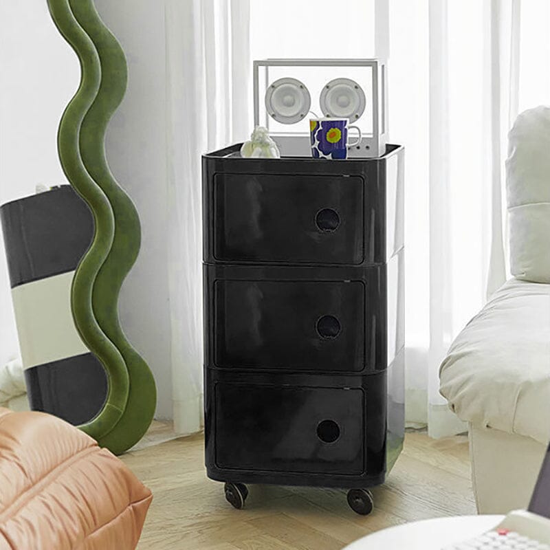 Square Multi-Tiered Plastic Storage Drawer Unit with Wheels Living and Home 3-Shelf 