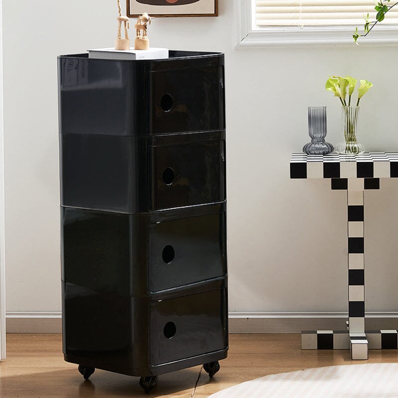 Square Multi-Tiered Plastic Storage Drawer Unit with Wheels Living and Home 4-Shelf 