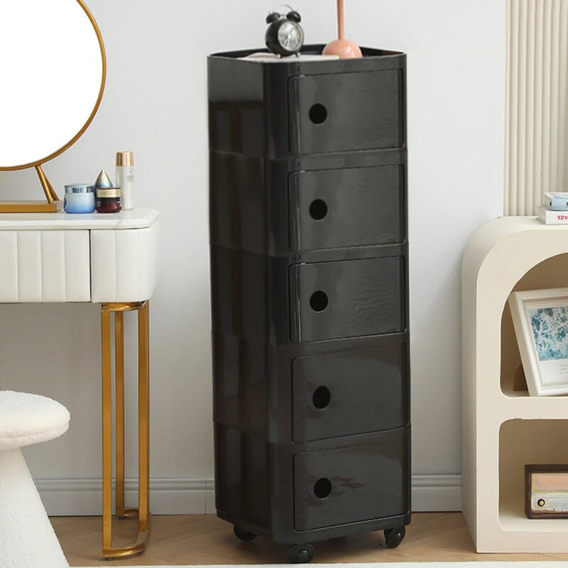 Square Multi-Tiered Plastic Storage Drawer Unit with Wheels Living and Home 5-Shelf 
