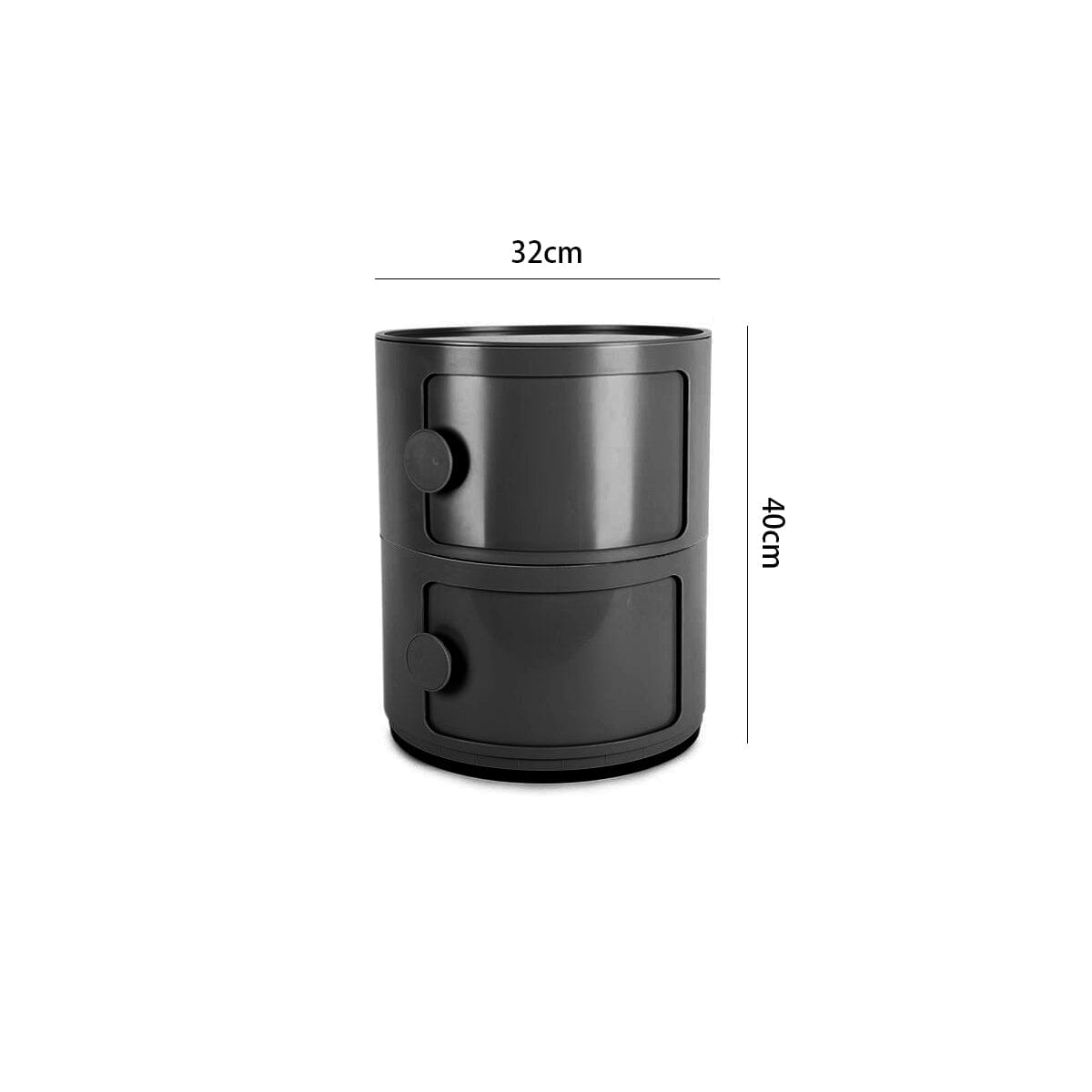 Black 2-Tier Round ABS Plastic Storage Cabinet With Circular Handles Living and Home 