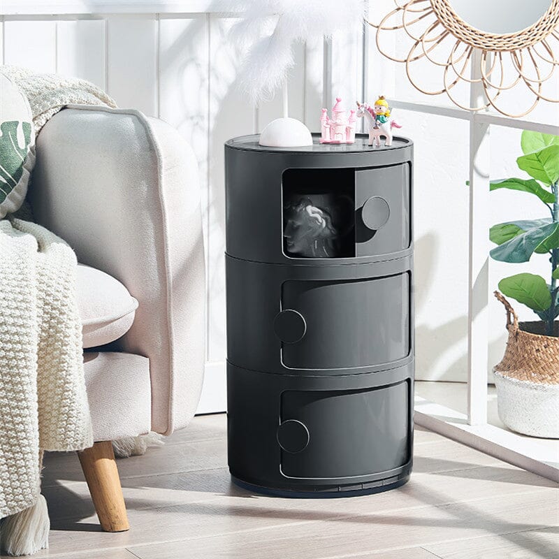 Componibili Round Storage Unit with 3 Elements Storage Drawers Living and Home Black 