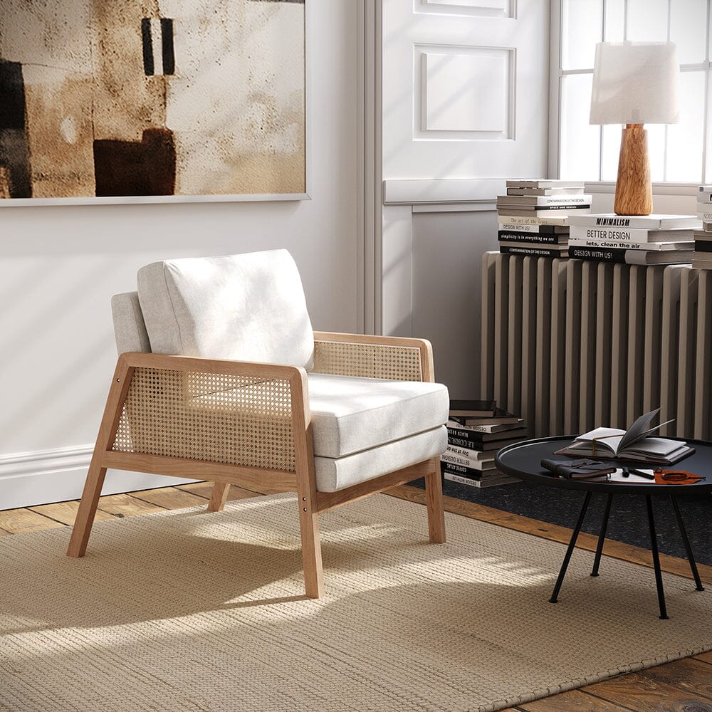 Scandi-Boho Rattan & Wood Accent Chair Collection – Multi-Colour Options Living and Home 