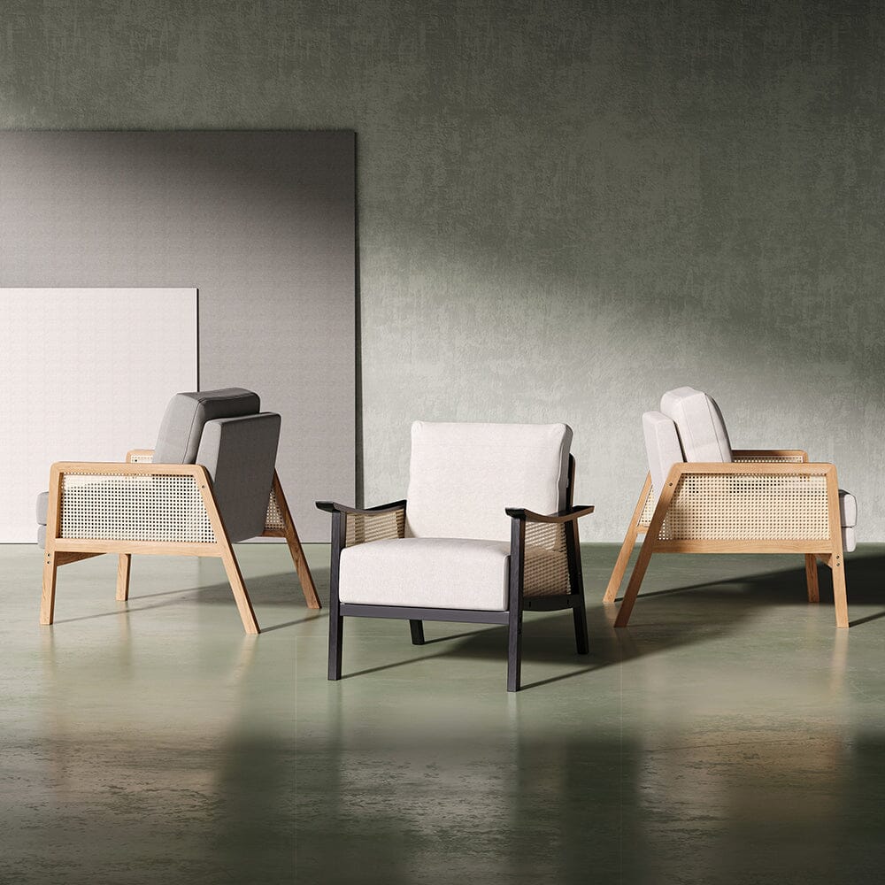 Scandi-Boho Rattan & Wood Accent Chair Collection – Multi-Colour Options Living and Home 