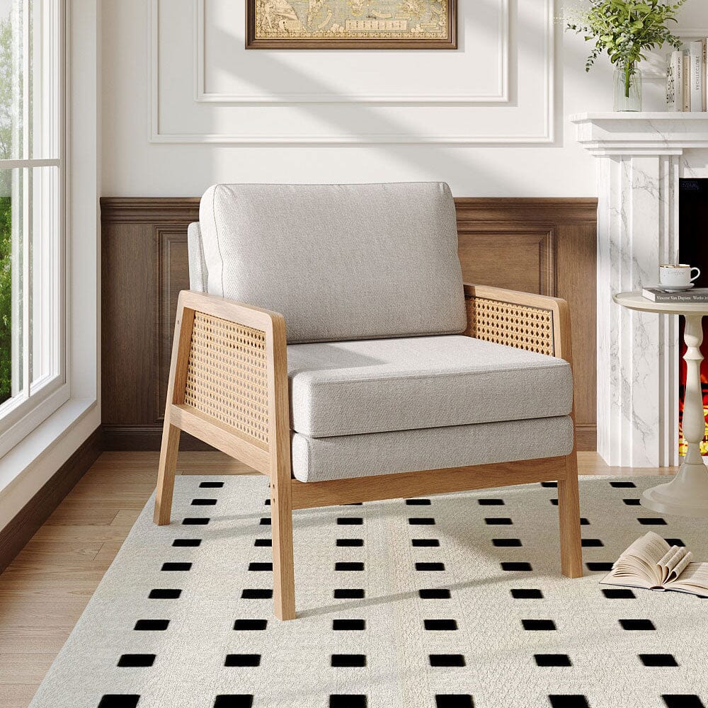 Scandi-Boho Rattan & Wood Accent Chair Collection – Multi-Colour Options Living and Home 