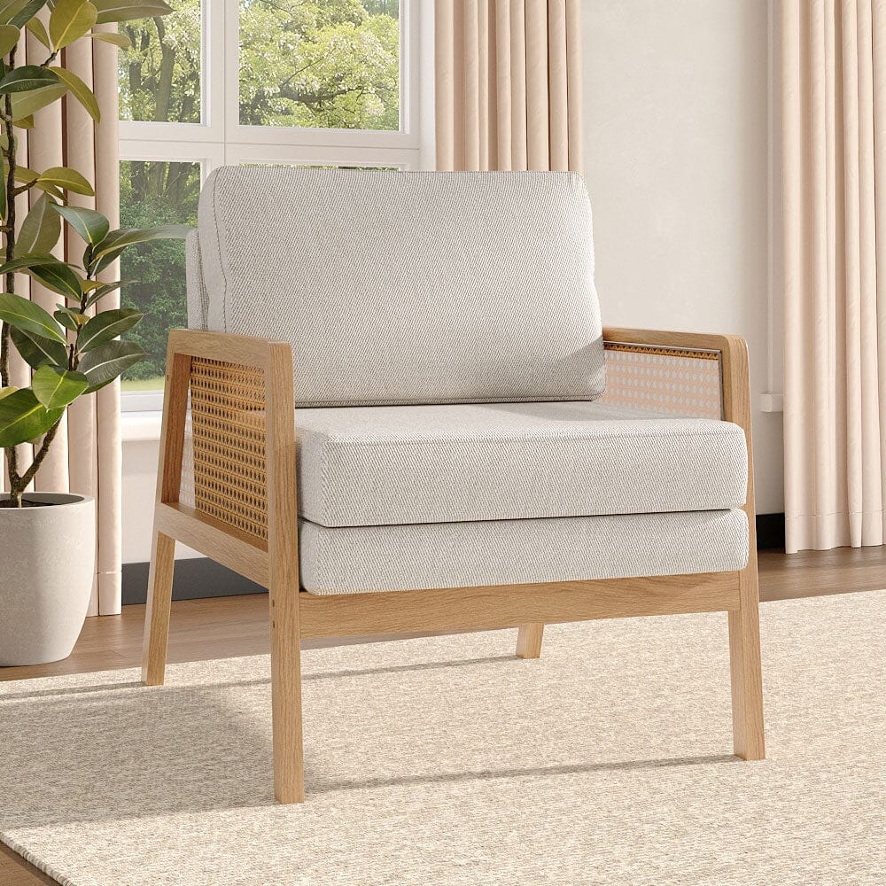 Scandi-Boho Rattan & Wood Accent Chair Collection – Multi-Colour Options Living and Home 