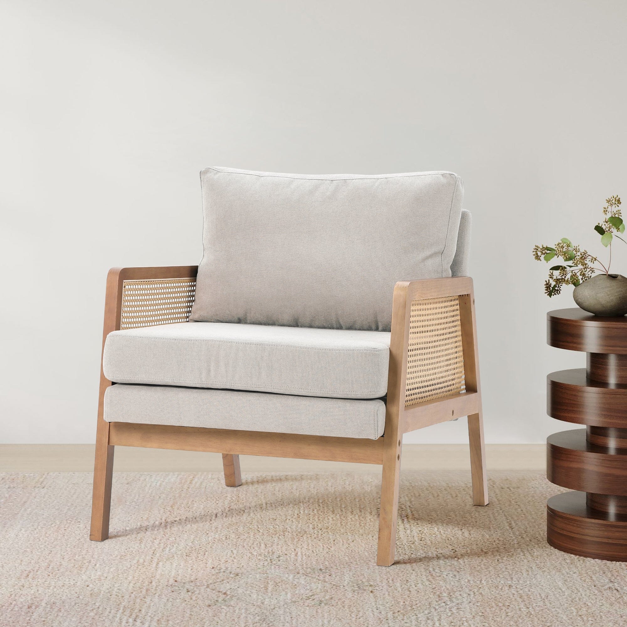 Scandi-Boho Rattan & Wood Accent Chair Collection – Multi-Colour Options Living and Home 