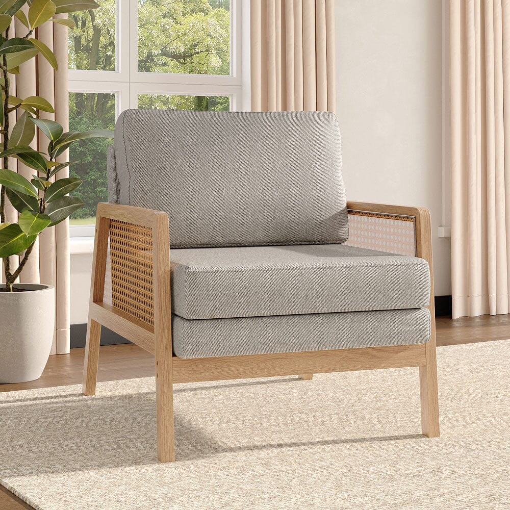 Scandi-Boho Rattan & Wood Accent Chair Collection – Multi-Colour Options Living and Home 