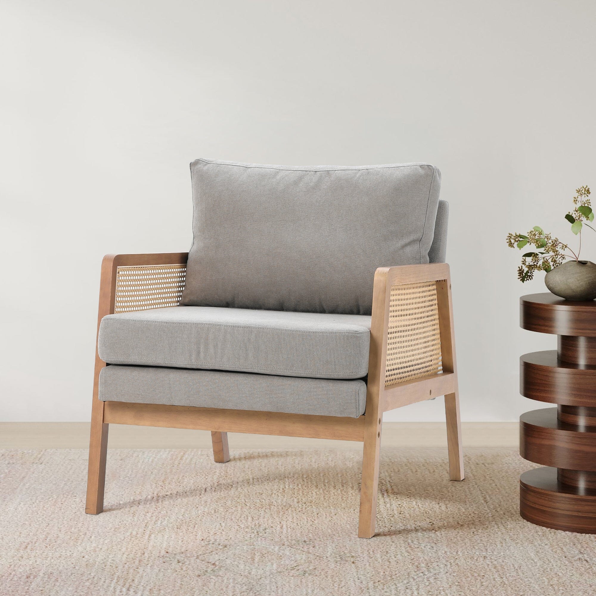 Scandi-Boho Rattan & Wood Accent Chair Collection – Multi-Colour Options Living and Home 