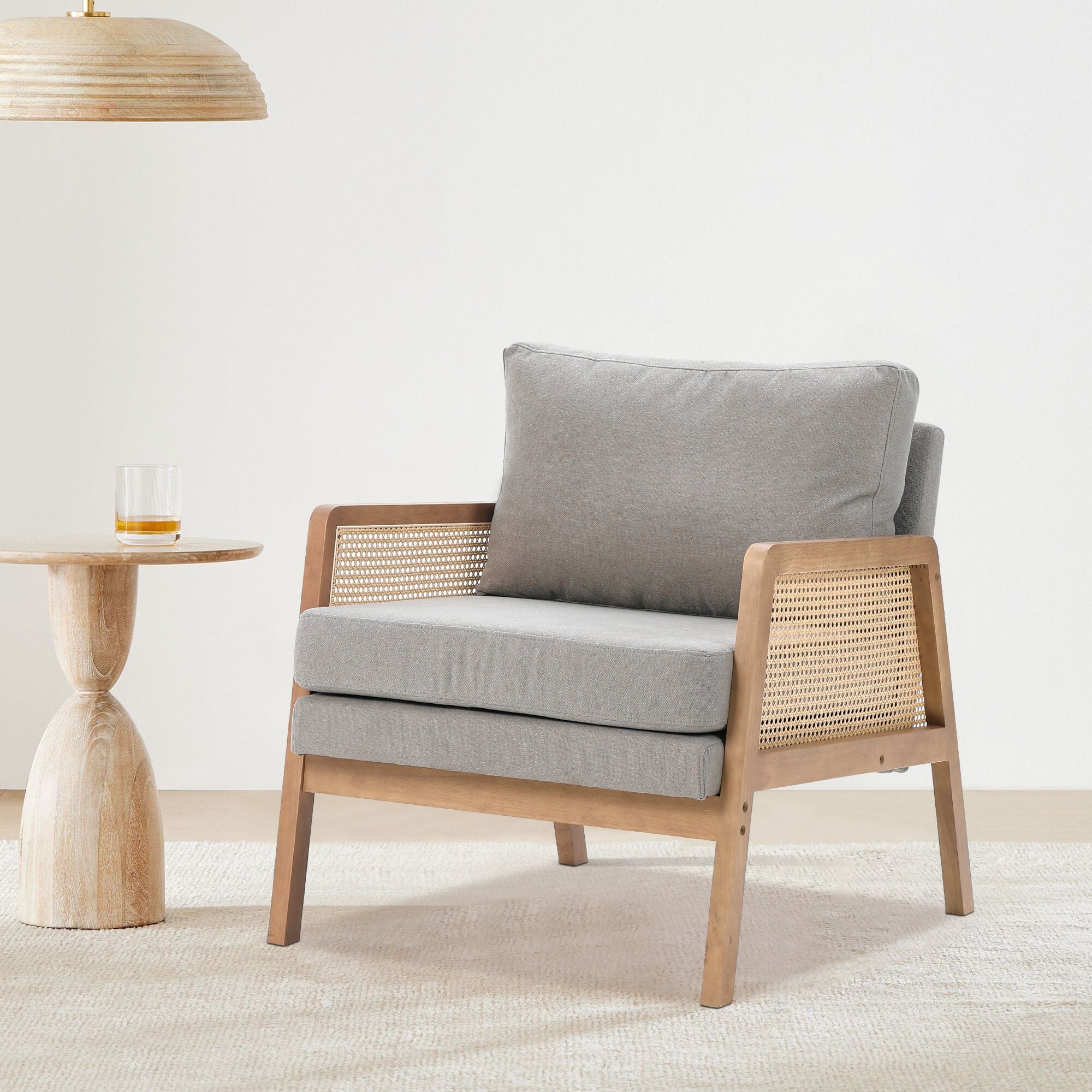 Scandi-Boho Rattan & Wood Accent Chair Collection – Multi-Colour Options Living and Home 
