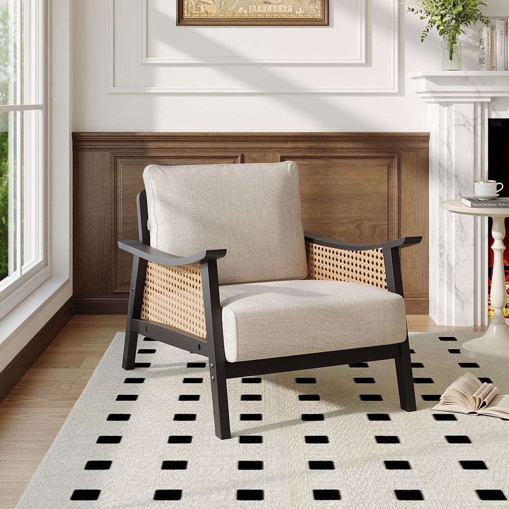 Scandi-Boho Rattan & Wood Accent Chair Collection – Multi-Colour Options Living and Home 