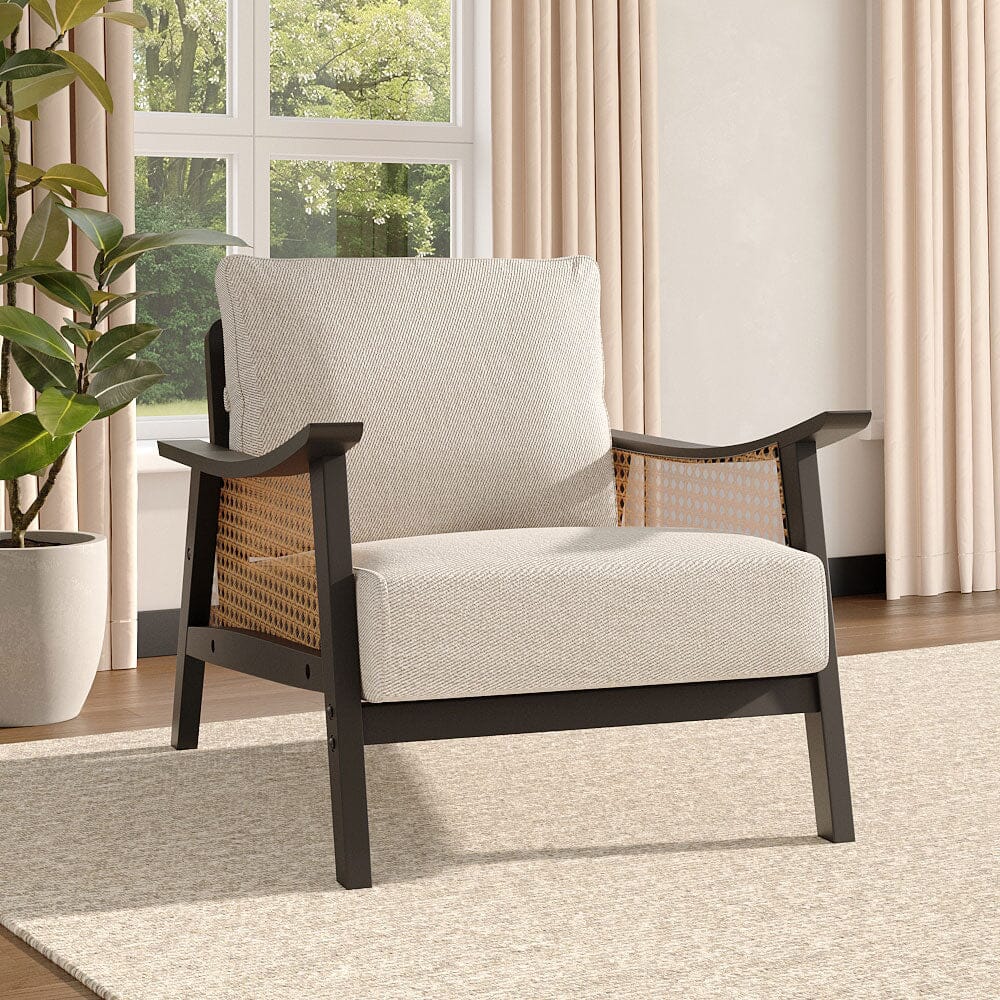 Scandi-Boho Rattan & Wood Accent Chair Collection – Multi-Colour Options Living and Home 