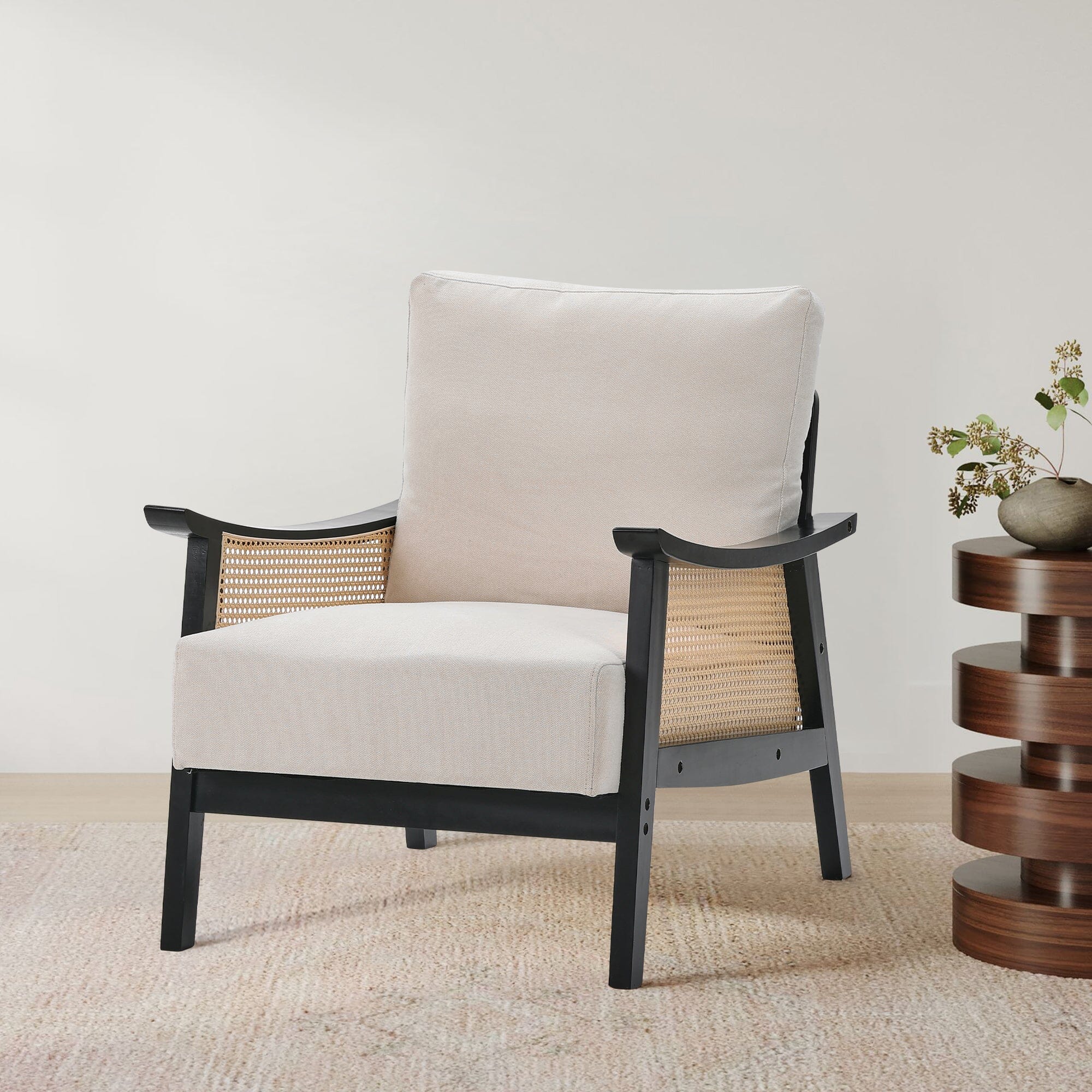 Scandi-Boho Rattan & Wood Accent Chair Collection – Multi-Colour Options Living and Home 
