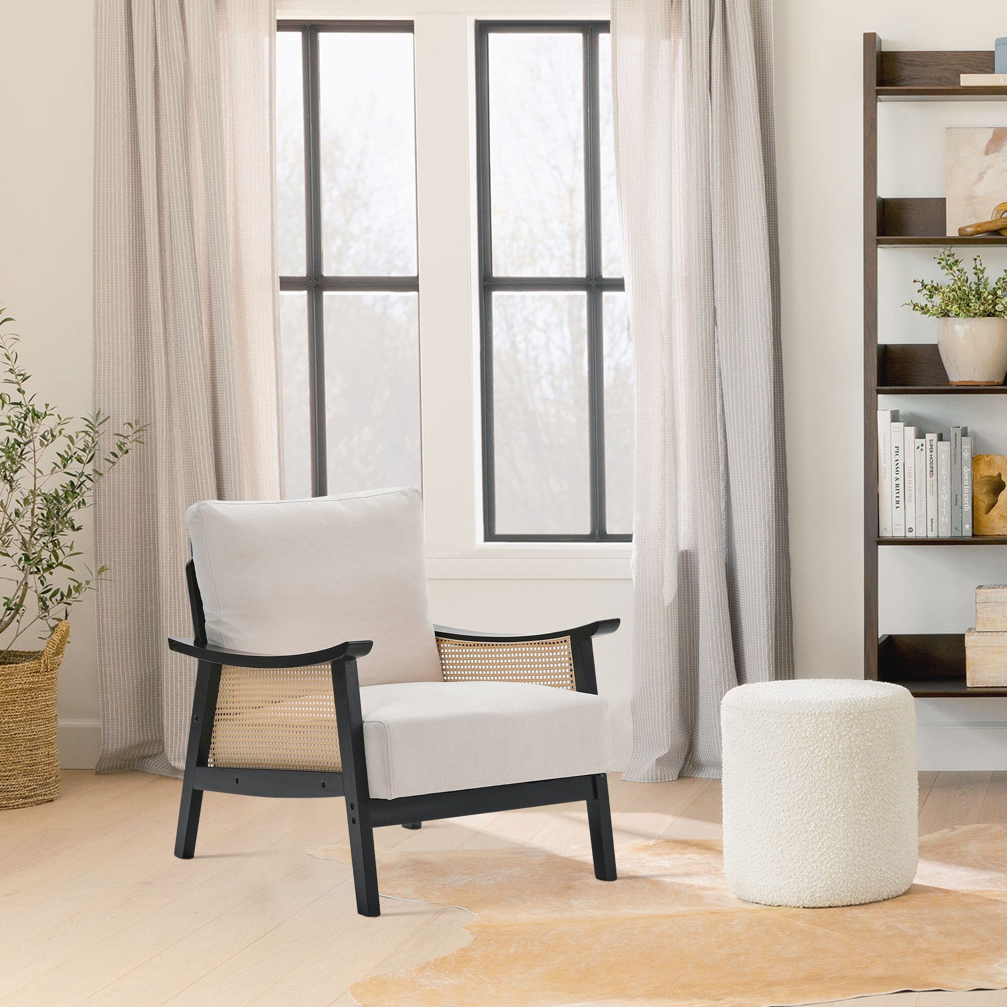 Scandi-Boho Rattan & Wood Accent Chair Collection – Multi-Colour Options Living and Home 