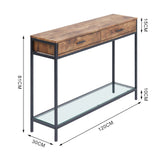 2 Drawers Console Table Storage Stand with Glass Shelf Console Tables Living and Home 