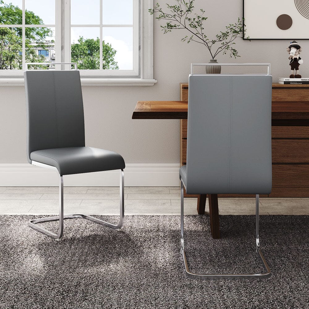 PU Upholstered Dining Chair Chrome Cantilever Frame Living and Home 
