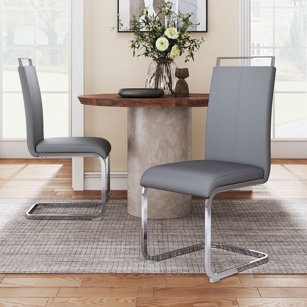 PU Upholstered Dining Chair Chrome Cantilever Frame Living and Home 