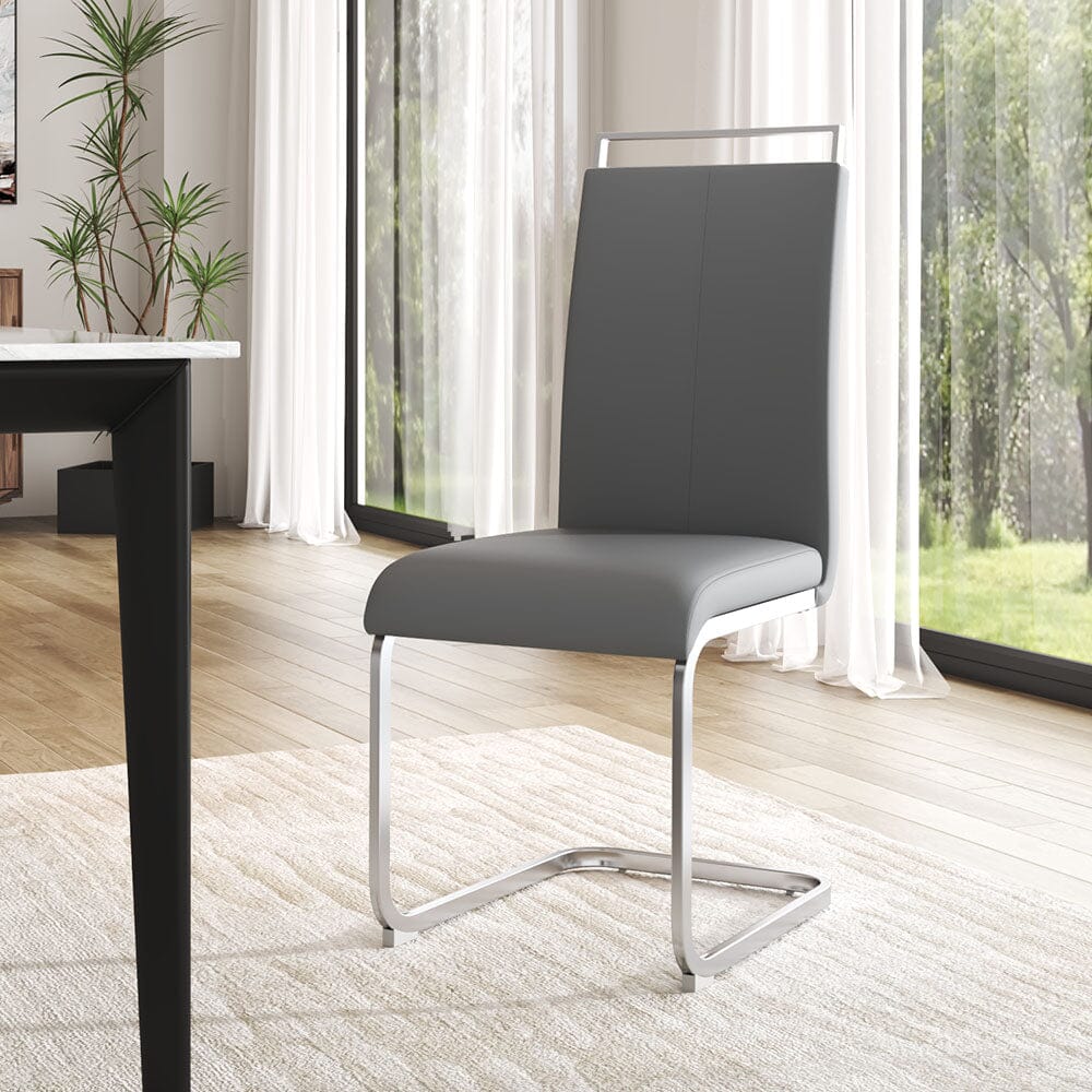 PU Upholstered Dining Chair Chrome Cantilever Frame Living and Home 