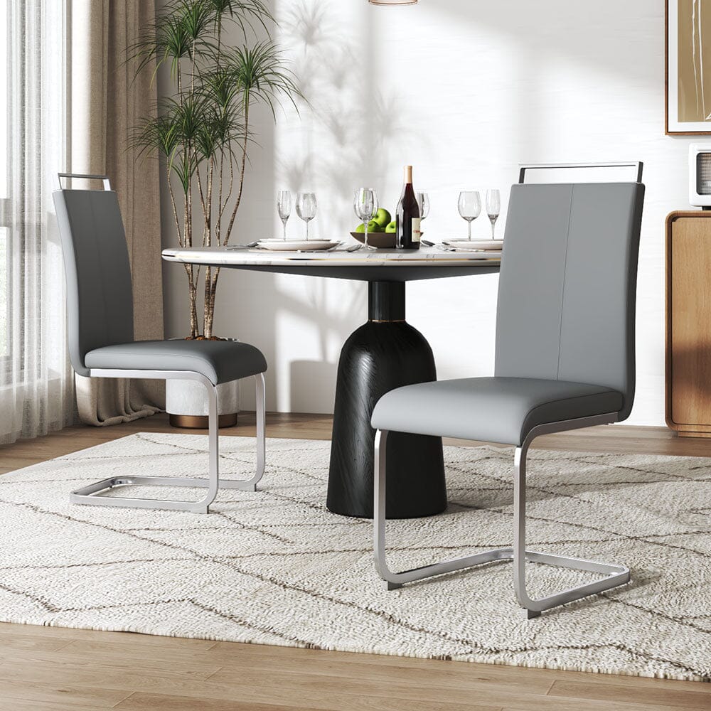 PU Upholstered Dining Chair Chrome Cantilever Frame Living and Home 