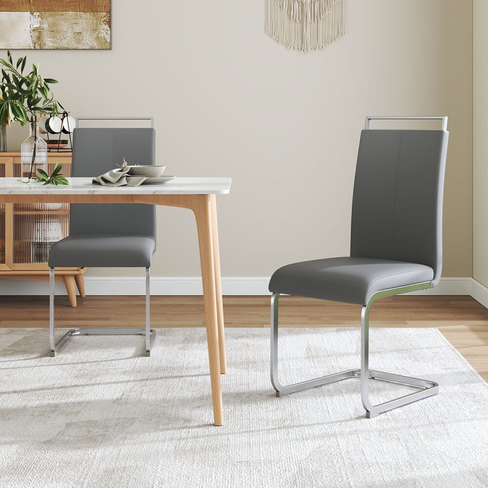 PU Upholstered Dining Chair Chrome Cantilever Frame Living and Home 