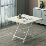 White Wooden Folding Dining Table with Metal Legs Dining Tables Living and Home 80cm W x 80cm D x 74cm H White 