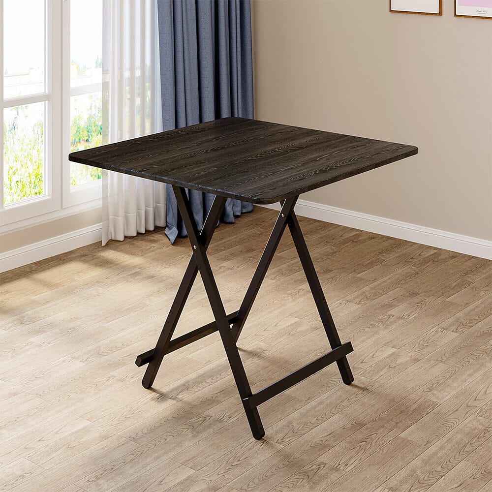 White Wooden Folding Dining Table with Metal Legs Living and Home