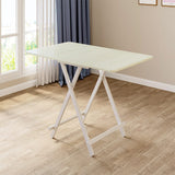 White Wooden Folding Dining Table with Metal Legs Dining Tables Living and Home 100cm W x 60cm D x 74cm H White 