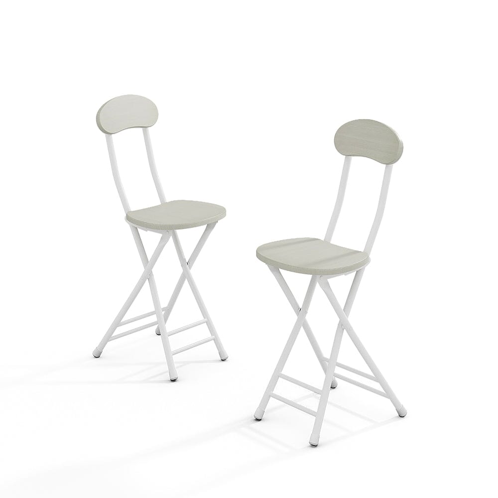 Compact Folding Dining Chair Minimalist Metal Frame Living and Home 2 chairs White 