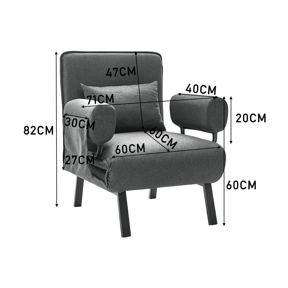 Single Foldable Sofa Bed with Multi-Position Adjustment Living and Home 