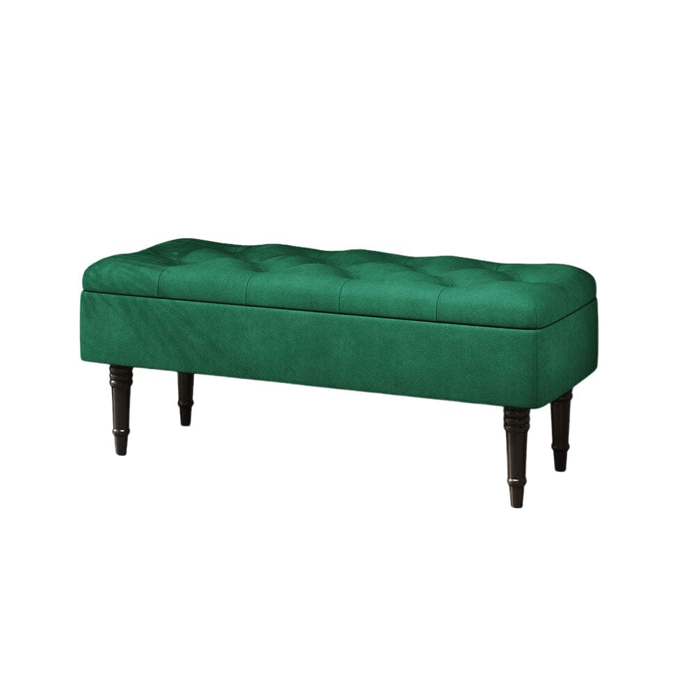 Teal Velvet Storage Bench with Tufted Top Living and Home 