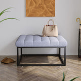 84cm W Square Linen Footstool with Metal Frame Footstools Living and Home 