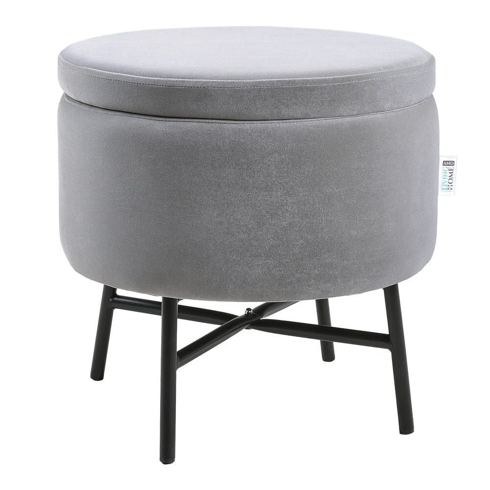 Contemporary Velvet Storage Ottoman with Metal Legs Footstools Living and Home 