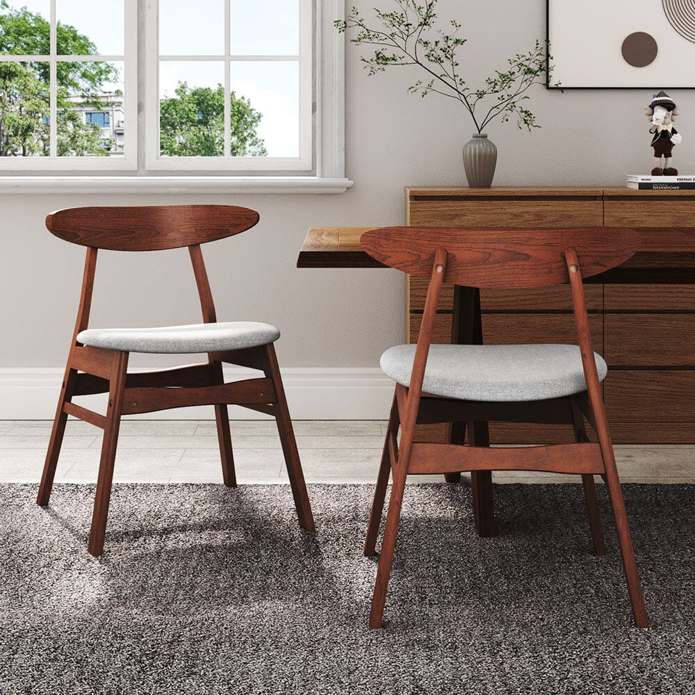 Linen Upholstered Wooden Dining Chair with Curved Backrest Living and Home 