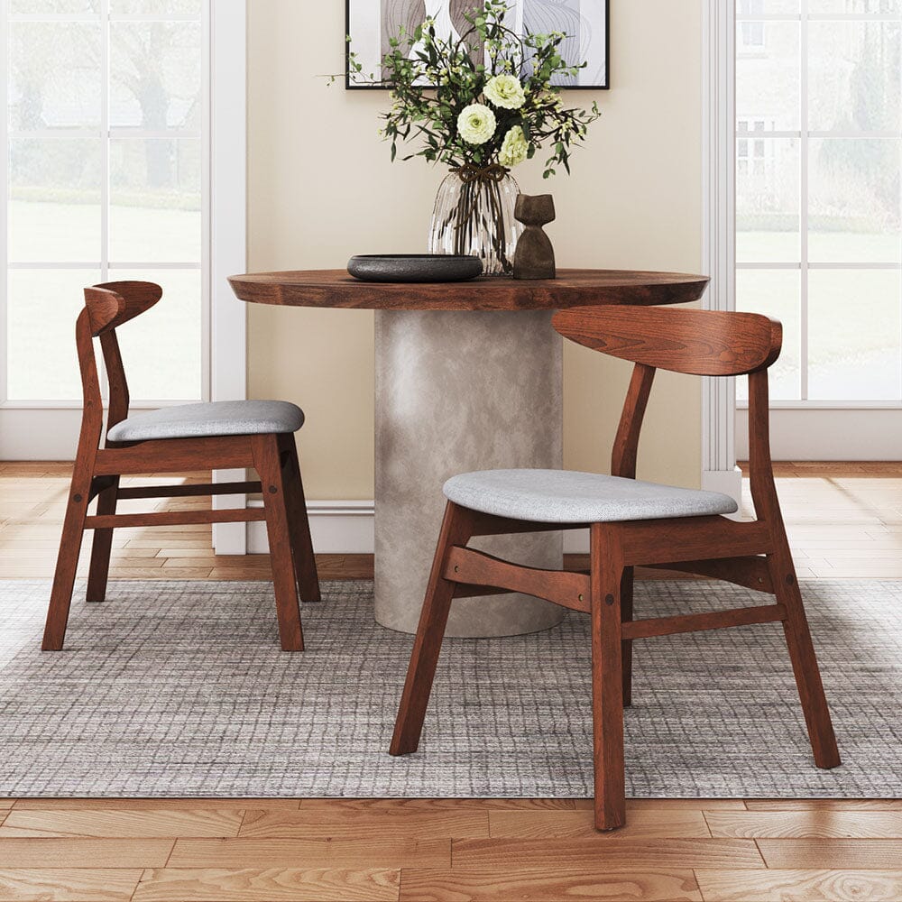 Linen Upholstered Wooden Dining Chair with Curved Backrest Living and Home 