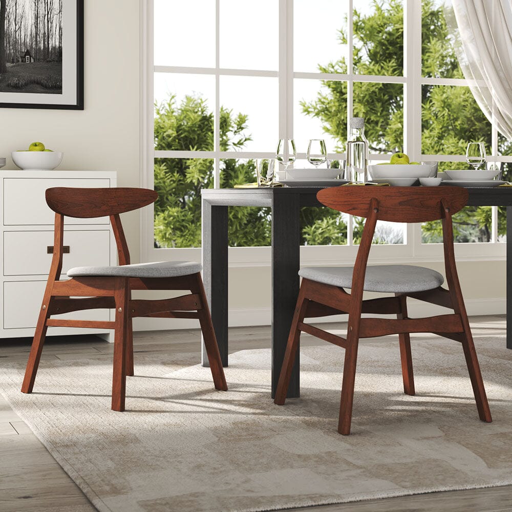 Linen Upholstered Wooden Dining Chair with Curved Backrest Living and Home 