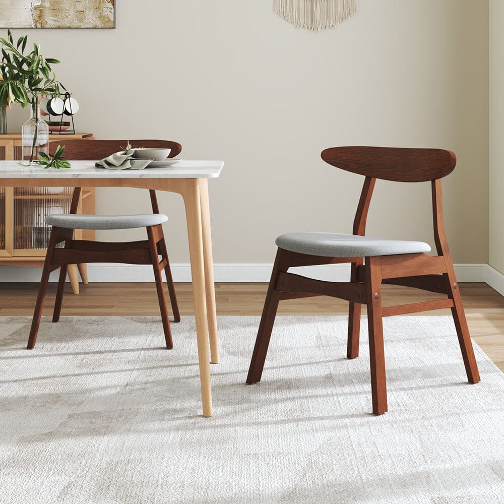 Linen Upholstered Wooden Dining Chair with Curved Backrest Living and Home 