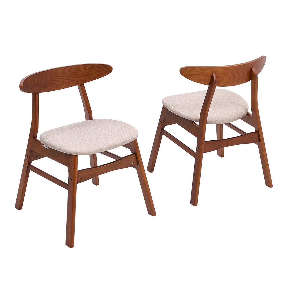 Linen Upholstered Wooden Dining Chair with Curved Backrest Living and Home Beige 