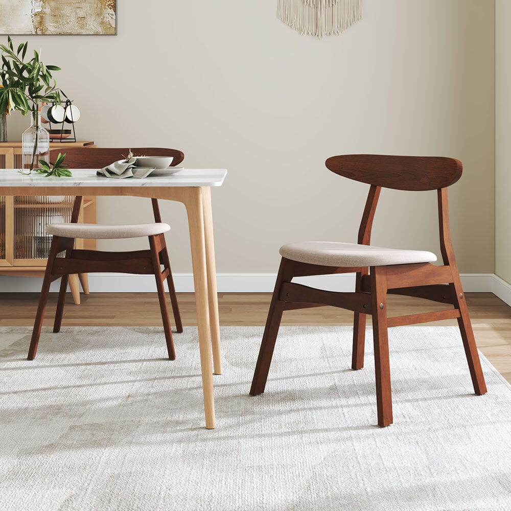 Linen Upholstered Wooden Dining Chair with Curved Backrest Living and Home 