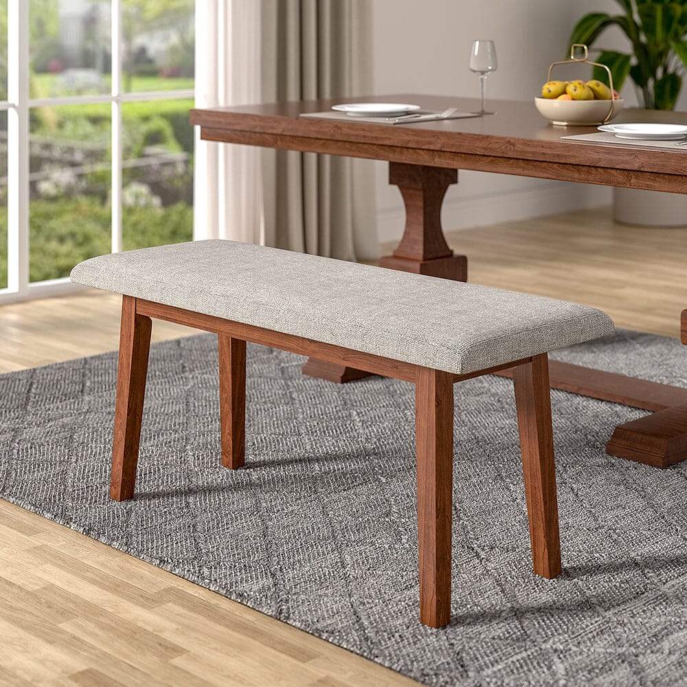 Upholstered Dining Bench with Linen Fabric Seat Living and Home 