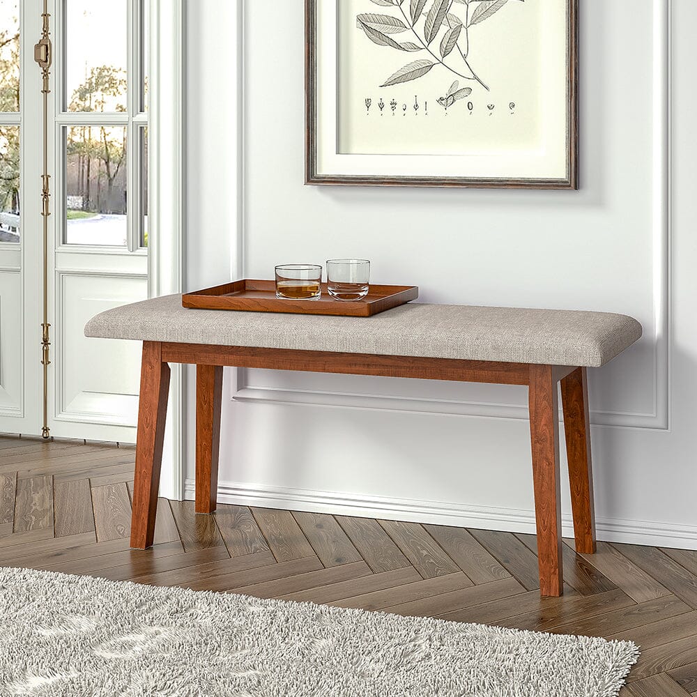 Upholstered Dining Bench with Linen Fabric Seat Living and Home 