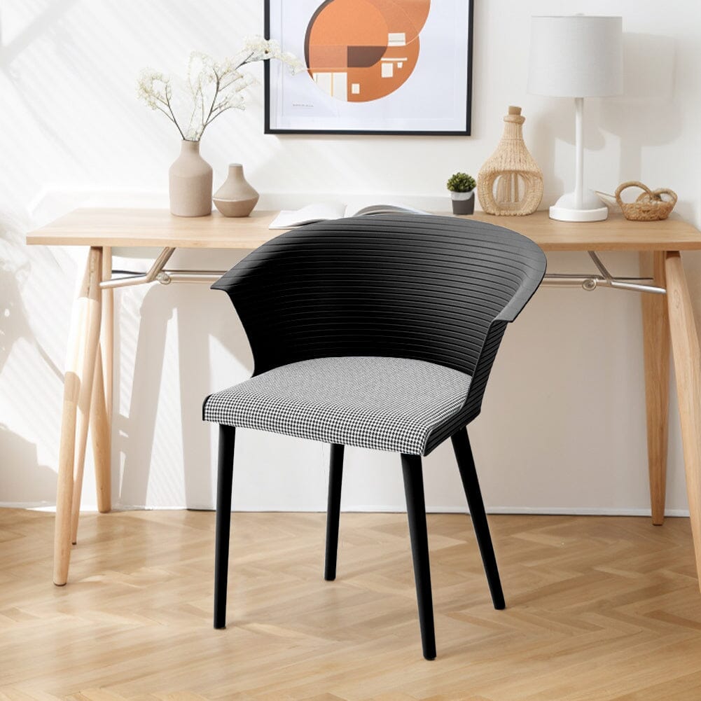 Modern Gray Plastic Chairs, Set of Four, Durable and Lightweight Living and Home Black 
