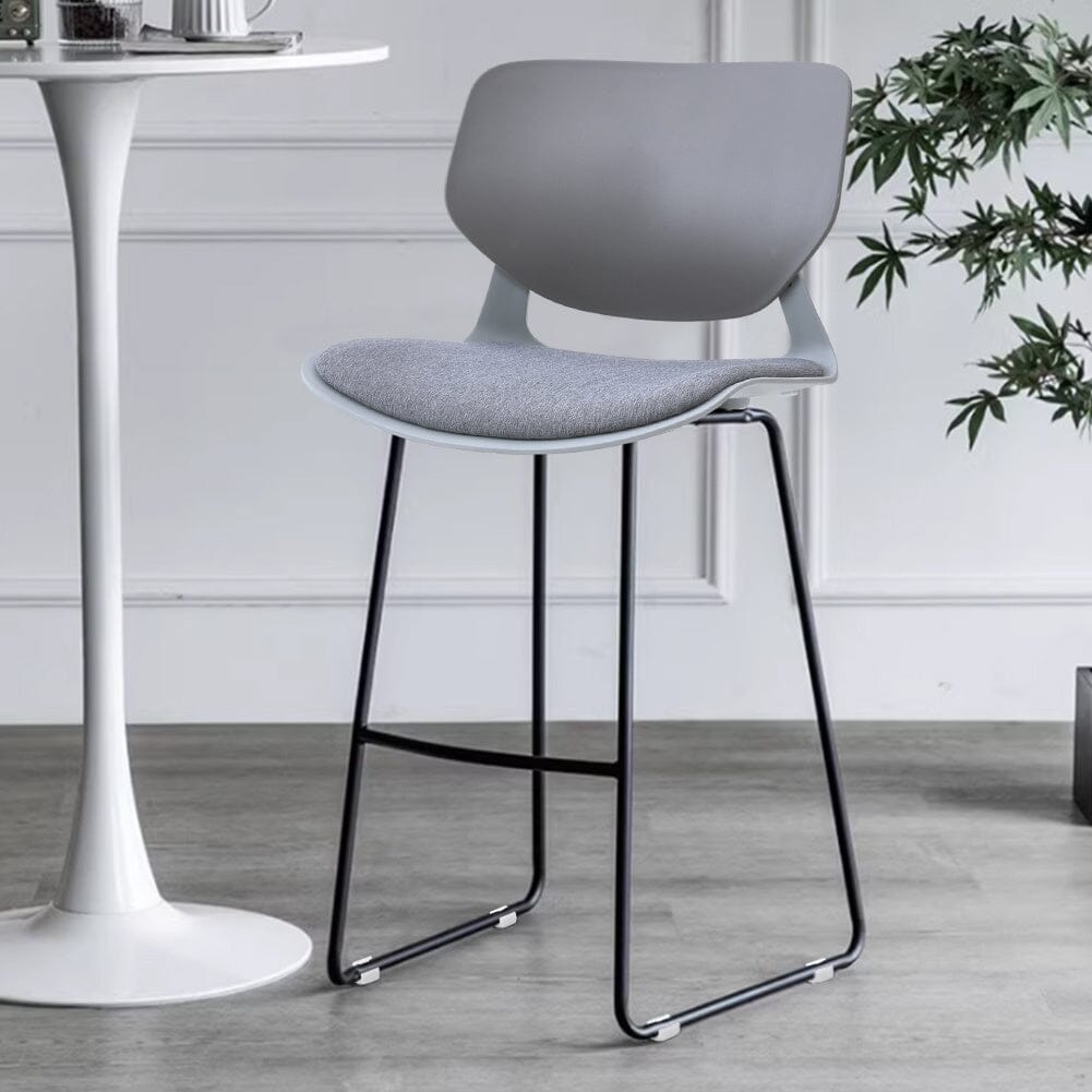 Modern Gray Plastic Bar Stools with Black Painted Legs, Set of Two Living and Home 