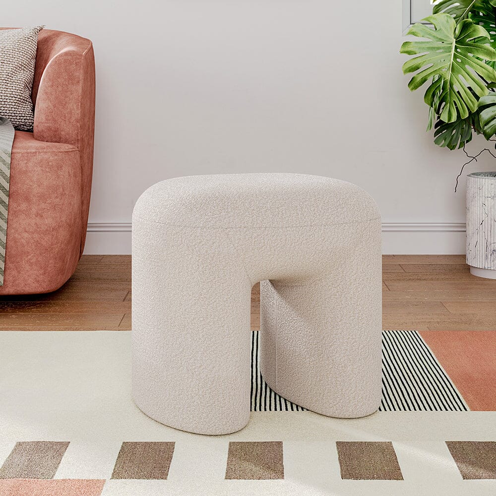 Modern Curved Teddy Fabric Stool Collection Living and Home 
