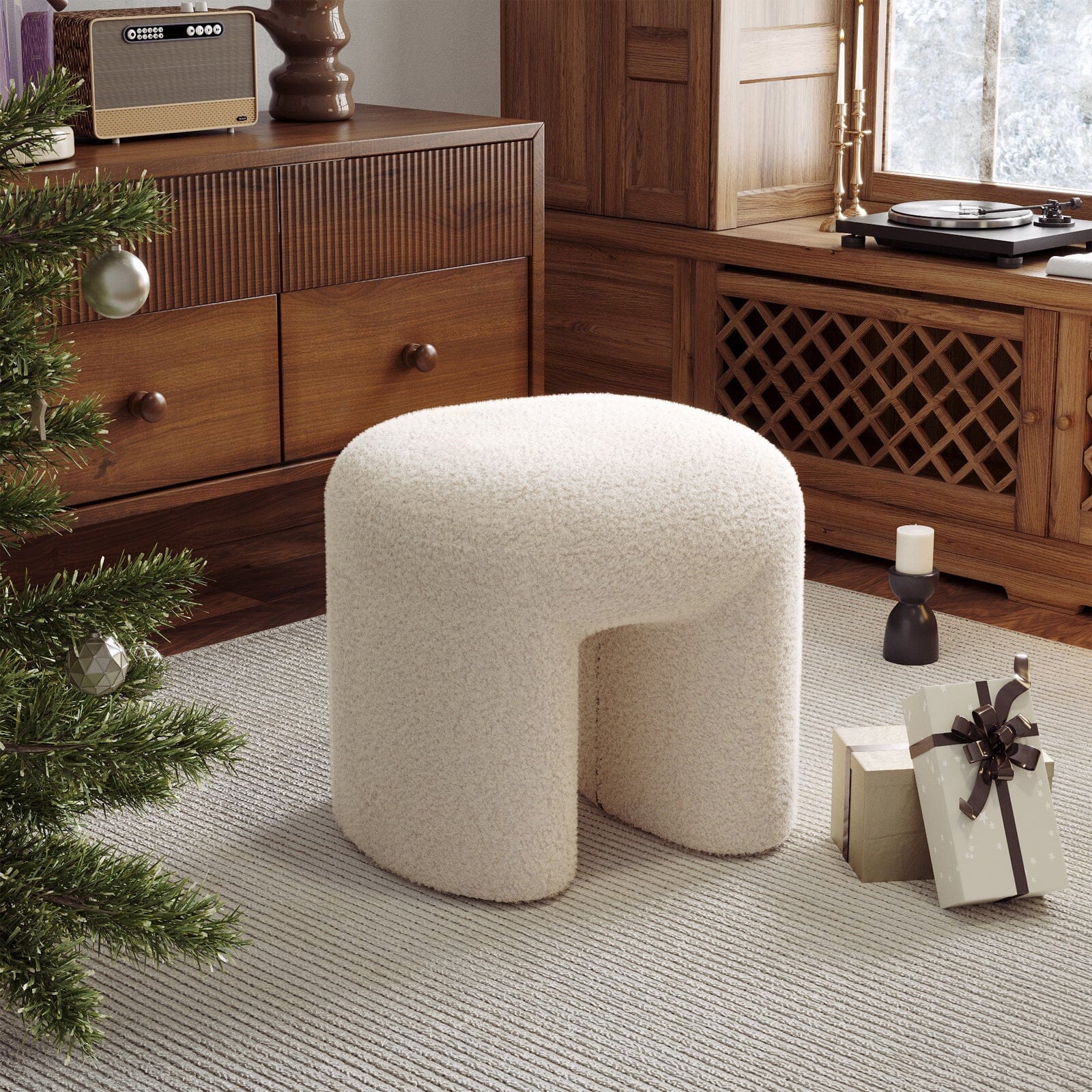 Modern Curved Teddy Fabric Stool Collection Living and Home 
