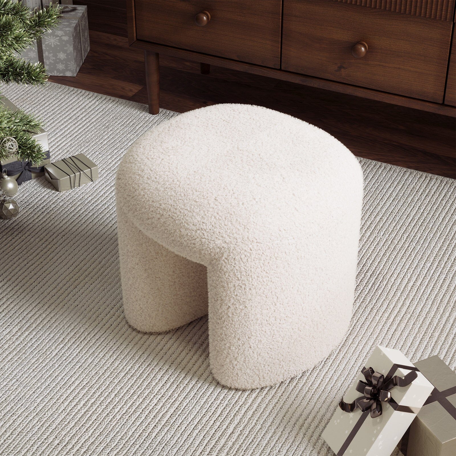 Modern Curved Teddy Fabric Stool Collection Living and Home 