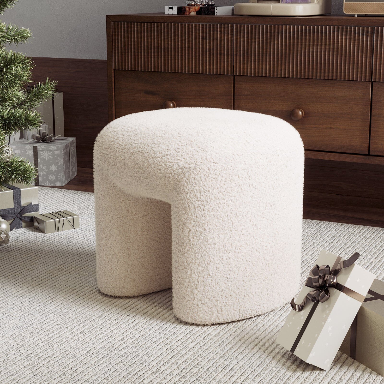 Modern Curved Teddy Fabric Stool Collection Living and Home 