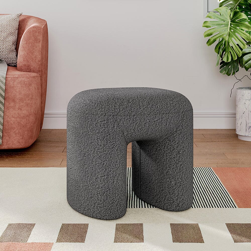 Modern Curved Teddy Fabric Stool Collection Living and Home 