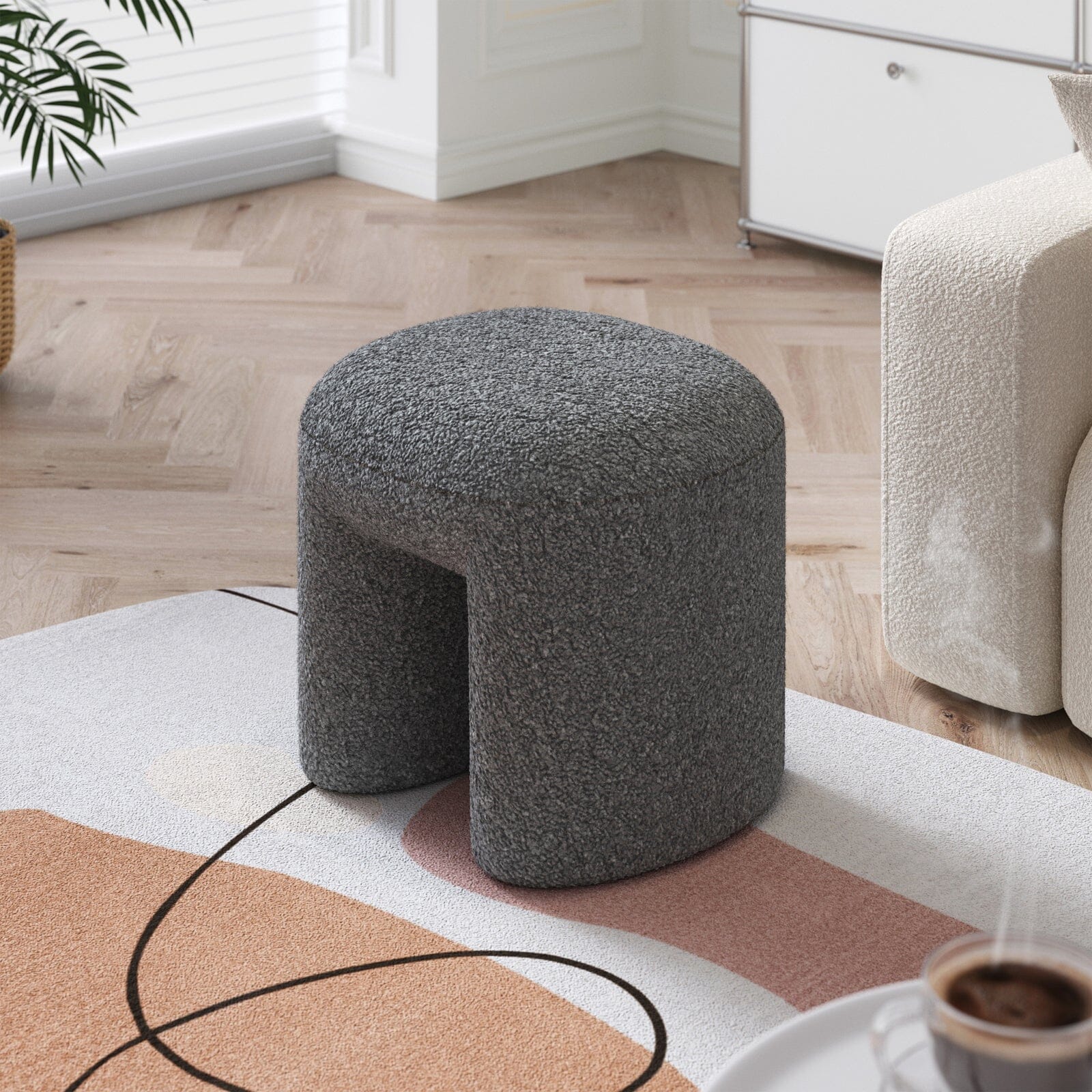 Modern Curved Teddy Fabric Stool Collection Living and Home 